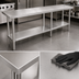 Thumbnail image #3 for Sapphire 84-Inch x 36-Inch Stainless Steel Worktable with Undershelf, 18-Gauge Flat Top