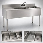 Thumbnail image #3 for Eagle Group 1800 Series B4L-2-18 48-Inch Two-Compartment Underbar Sink with Left Drainboard, 304 Stainless Steel