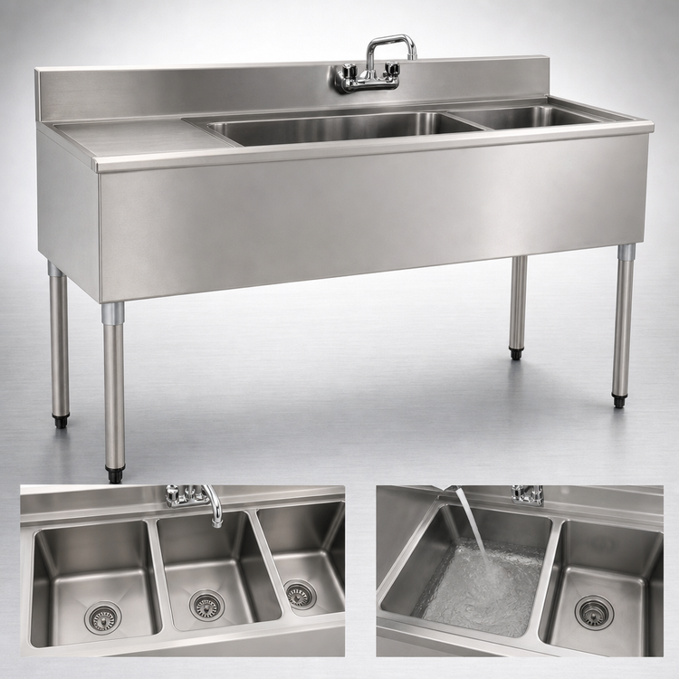 Product image #3 for Eagle Group 1800 Series Two-Compartment Underbar Sink Unit with Left Drainboard