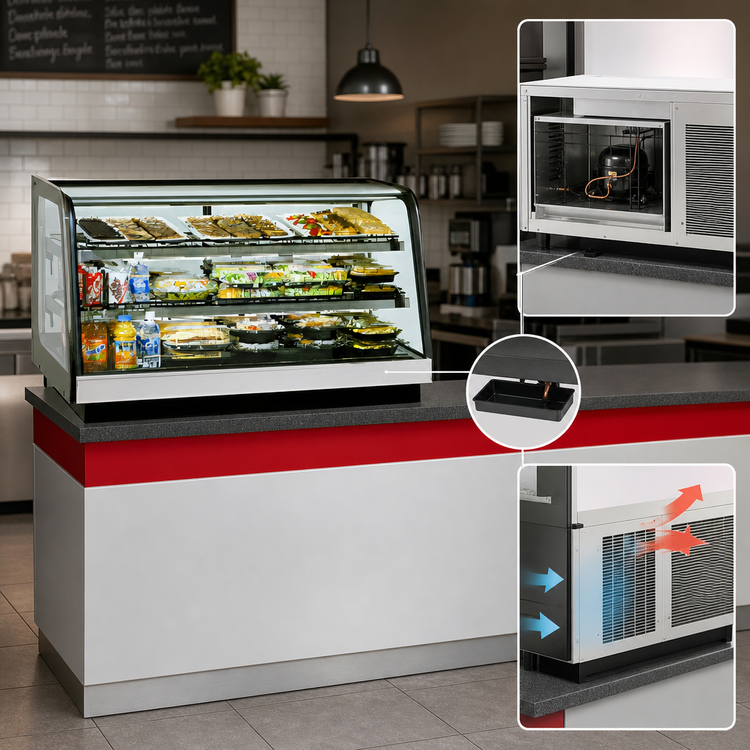 Product image #3 for Federal Industries CRR3628 Countertop Self-Contained Rear-Mount Full-Service Deli Merchandiser, 36 Inch W, Curved Glass Front