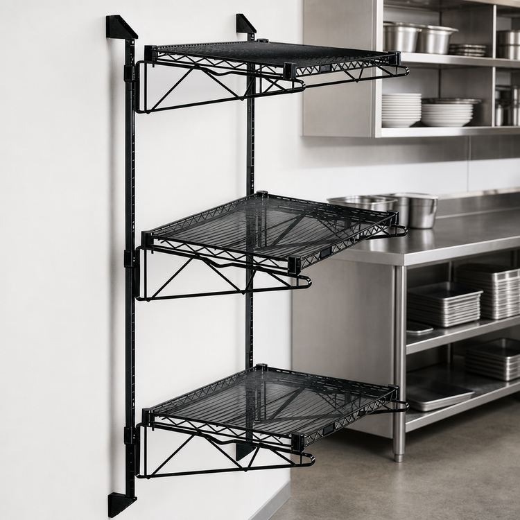 Product image #3 for Quantum Wall-Mounted Cantilever Starter Shelving Unit with 3 Wire Shelves