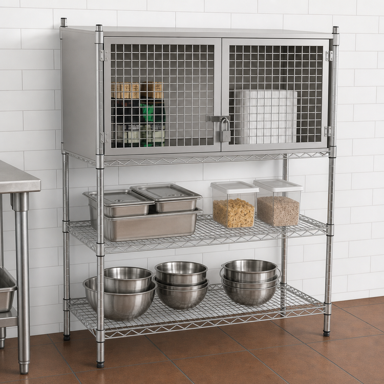 Product image #3 for 48 Inch Wide x 21 Inch Deep Stainless Steel Security Enclosure Kit with Hinged Doors