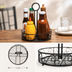 Thumbnail image #3 for Ironworks Round Black Wrought Iron Condiment Rack with Table Number Slot