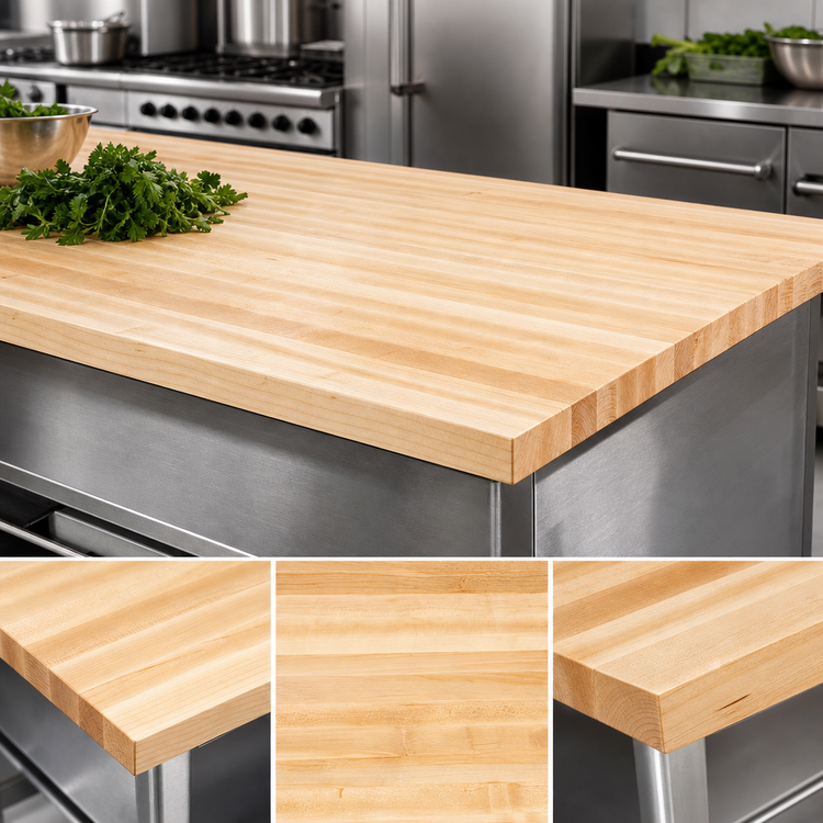 Product image #3 for John Boos Boos Block 60 Inch x 30 Inch x 1-1/2 Inch Edge Grain Maple Kitchen Countertop, Varnique Finish