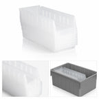 Thumbnail image #3 for Quantum QSB805CL Clear Nesting Shelf Bin, 23-5/8 x 4-1/8 x 8 Inches, Polypropylene, 7 Divider Slots Case of 16