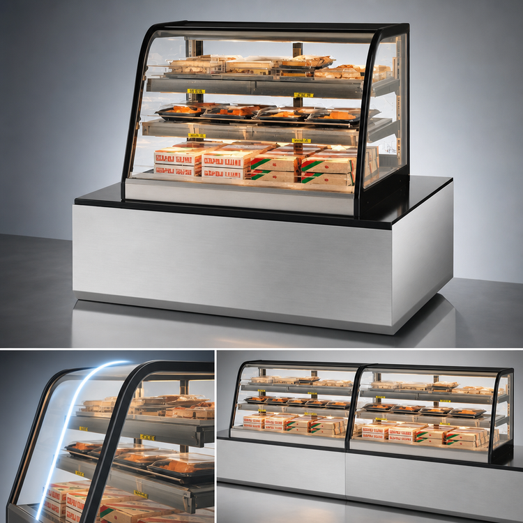 Product image #3 for Countertop Hot Self-Serve Merchandiser with Curved Glass, 35 Inch Wide, Stainless Steel