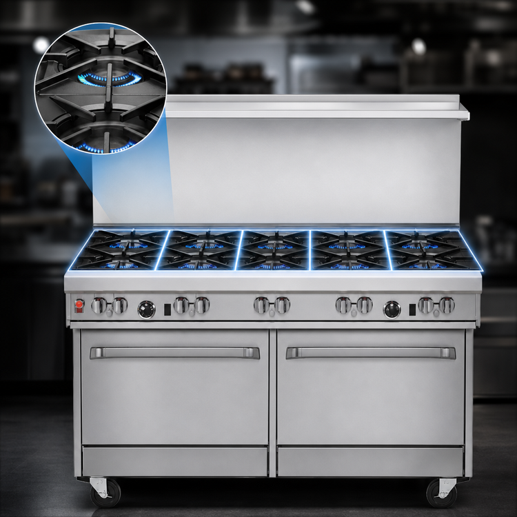 Product image #3 for Southbend Ultimate 60-Inch Gas Restaurant Range with 6 Open Burners, 24-Inch Griddle/Broiler, and 2 Convection Ovens