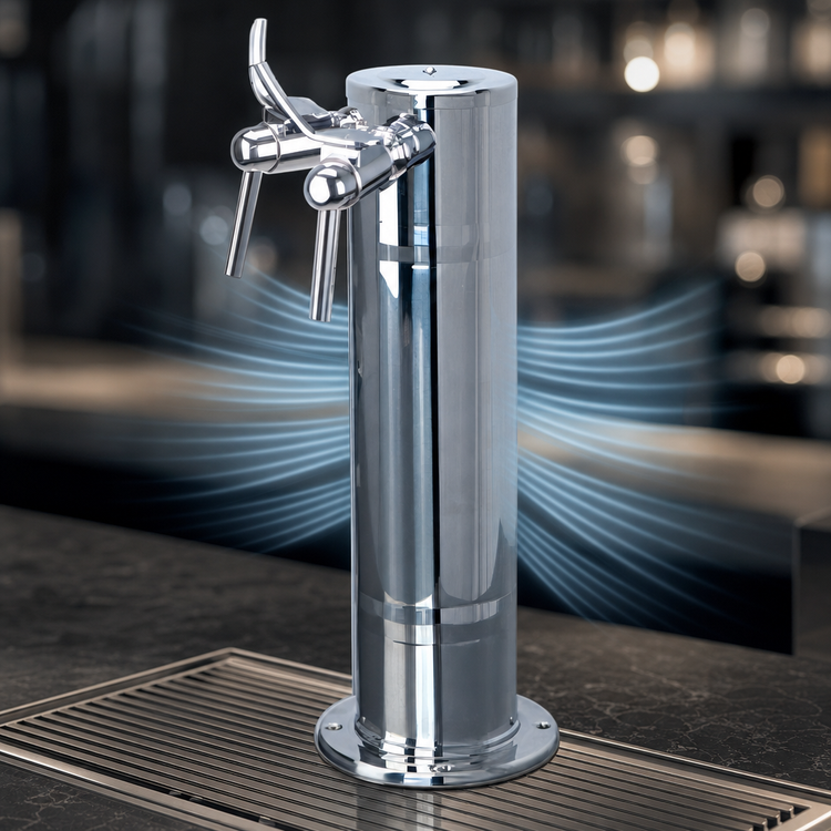 Product image #3 for Finnesse Countertop Air-Cooled Dual Faucet Wine Font, 4-Inch Diameter x 16-1/2-Inch H, Polished 304 Stainless Steel