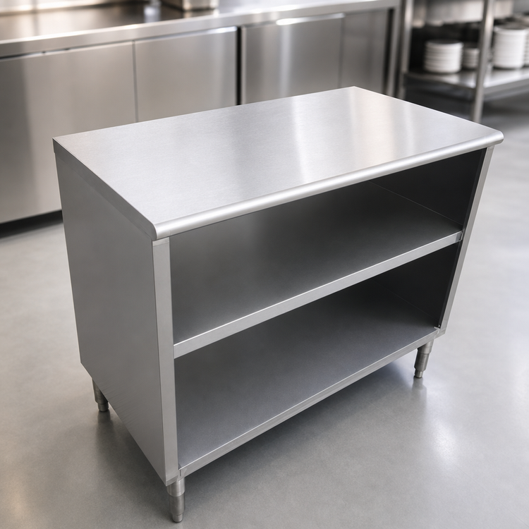 Product image #3 for 60-Inch Stainless Steel Dish Cabinet with Flat Top and Fixed Mid-Shelf