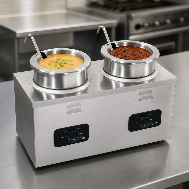 Product image #3 for Nemco 6120A-230 Twin-Well Wet Countertop Food Warmer, 2 x 4 Qt., 230V