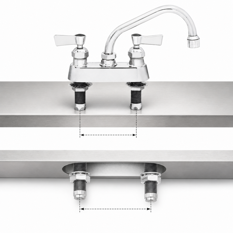 Product image #3 for Fisher Stainless Steel 4-Inch Center Deck Mount Manual Faucet with 6-Inch Swing Spout and Lever Handles