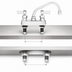 Thumbnail image #3 for Fisher Stainless Steel 4-Inch Center Deck Mount Manual Faucet with 6-Inch Swing Spout and Lever Handles