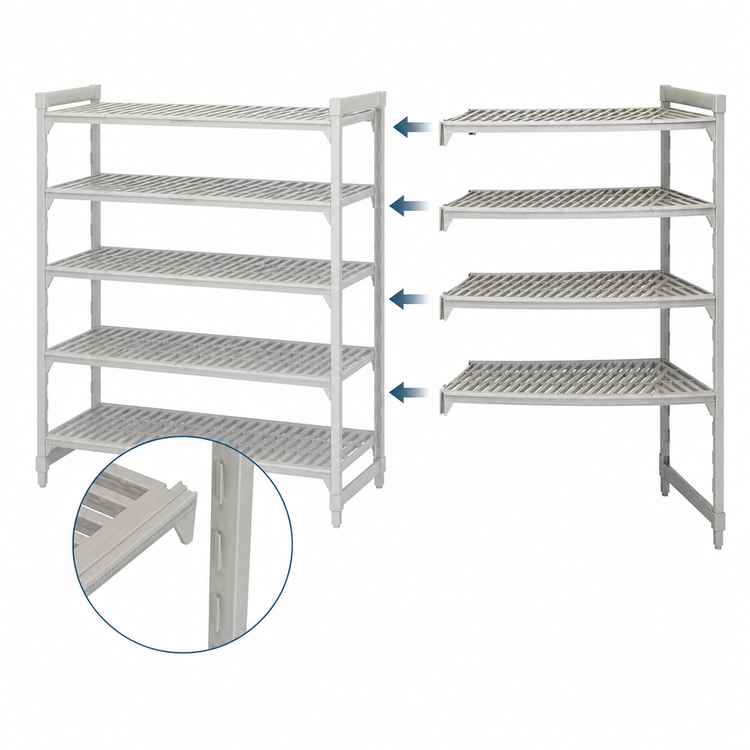 Product image #4 for Cambro Camshelving Premium 5-Tier Vented Add-On Polymer Shelving Unit, 18 x 30 x 72 Inches, Speckled Gray