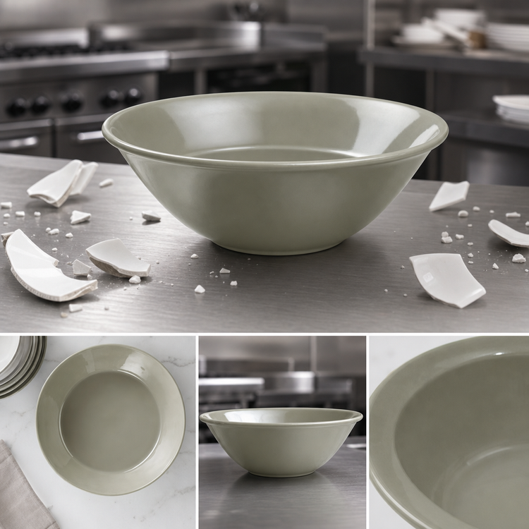 Product image #3 for American Metalcraft Crave Collection Round Melamine Serving Bowl, 5.75 Qt, 13-Inch Diameter x 4.5-Inch H, Shadow