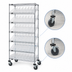 Thumbnail image #3 for Quantum Mobile Wire Shelving Bin System Unit with 48 Clear Bins and 7 Shelves, Chrome Plated Finish