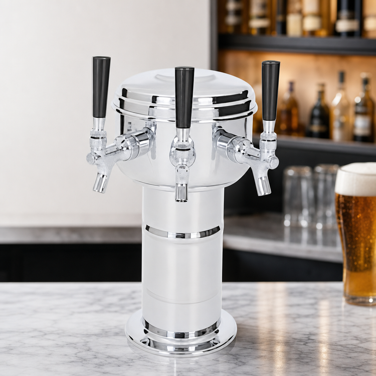 Product image #3 for Mini-Mushroom Countertop Glycol-Cooled 3-Faucet Stainless Steel Draft Beer Tower