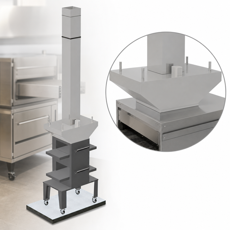 Product image #4 for Avtec SimpleSpec Island Conveyor Pizza Oven Hood with 96-Inch Duct Enclosure, 40 x 24 x 12 Inches, for 20 x 20-22 Inch Chambers