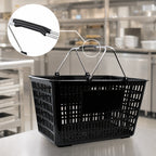 Thumbnail image #3 for Omcan USA 43028 Black Plastic Shopping Hand Basket with Coated Steel Handles, 50 lb Capacity Case of 10