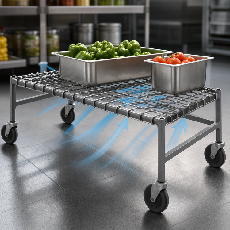 Product image #3 for EagleGard Mobile Wire Dunnage Rack with 5-Inch Casters, 24 x 18 x 14 Inches, 800 lb Capacity