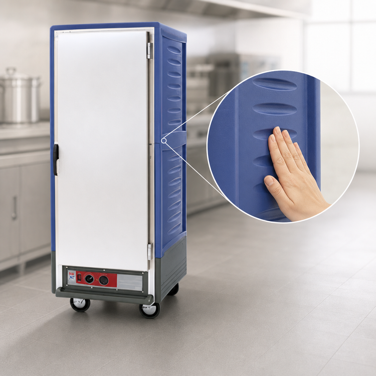 Product image #3 for Metro C5 3 Series Mobile Full-Height Heated Holding Cabinet, Blue, Solid Door, Universal Wire Slides