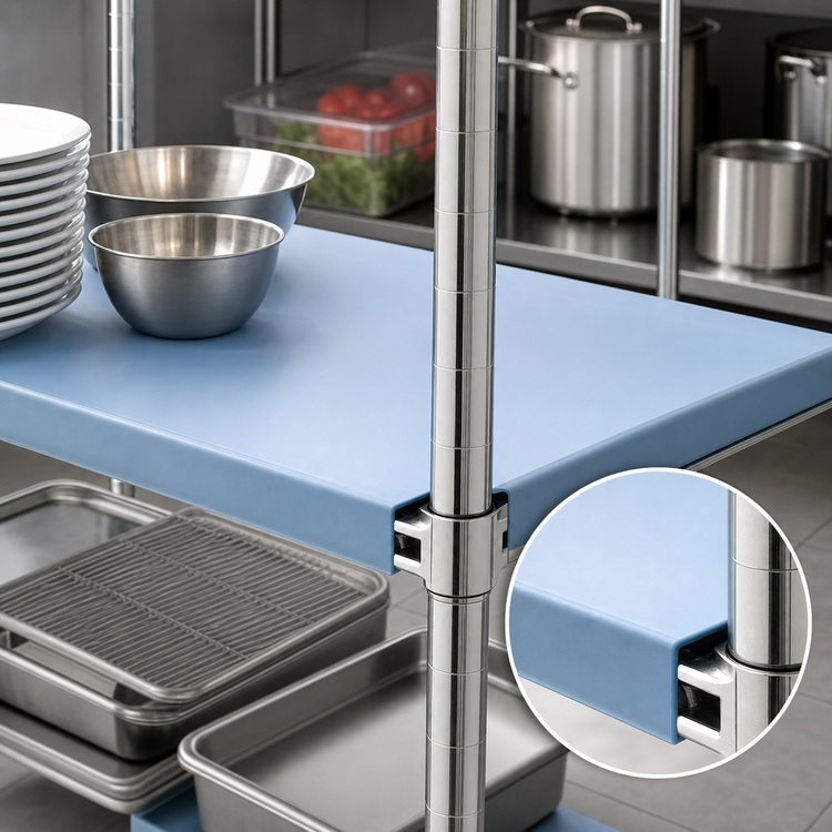 Product image #3 for QuadPlus 60 x 24 Inch Solid Blue Polymer Shelf Mat with Chrome QuadTruss Wire Frame