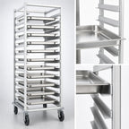 Thumbnail image #3 for Dinex DXPRIU5810 Mobile Aluminum Pan Rack, Open-Sided, Adjustable Slides, 20 12" x 20" or 10 18" x 26" Pans