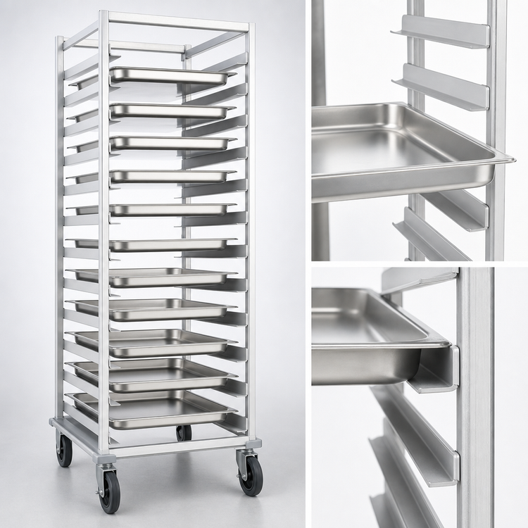 Product image #3 for Dinex Mobile Full-Height Aluminum Pan Rack for 20 12" x 20" or 10 18" x 26" Pans