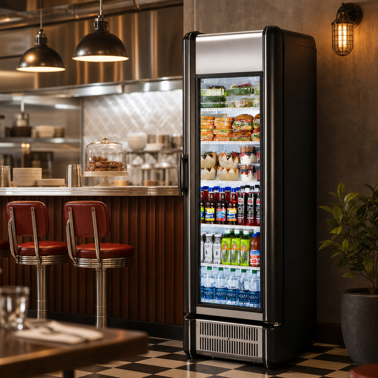 Product image #3 for True Retro Vintage 1-Section Glass Door Refrigerated Merchandiser