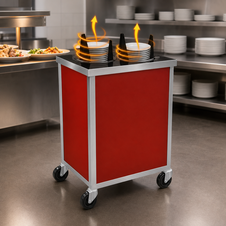 Product image #3 for Atlas Metal MEPD4H-10-1/8 Heated Mobile Four-Tube Plate Dispenser