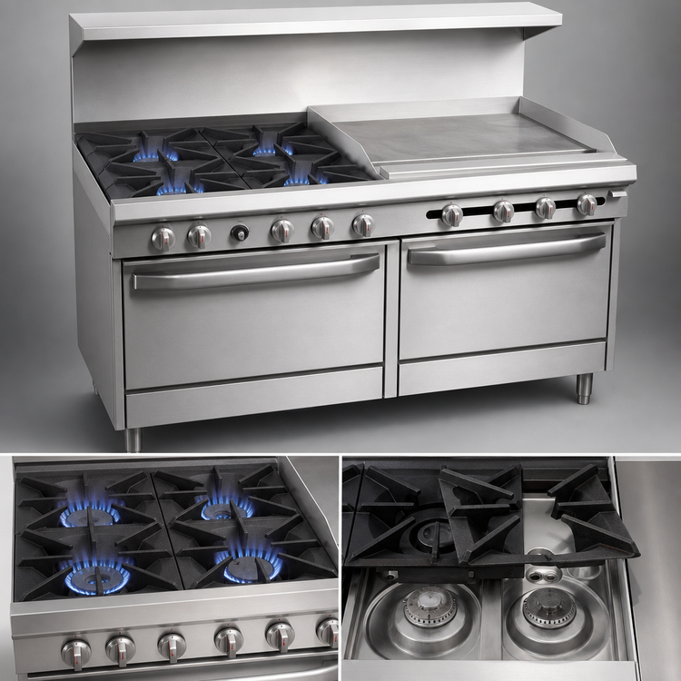 Product image #3 for Southbend S-Series 60-Inch Gas Restaurant Range with 4 Open Burners, 36-Inch Thermostatic Griddle, and 2 Standard Ovens