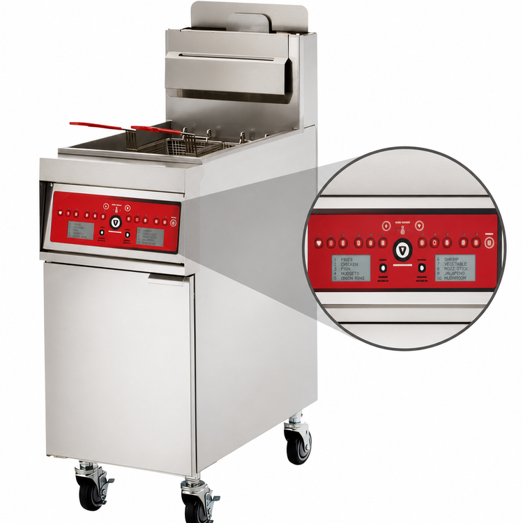 Product image #4 for Vulcan PowerFry5 Gas Floor Fryer with Programmable Computer Controls and KleenScreen PLUS Filtration, 45-50 lb Capacity, 15-1/2 Inch Wide