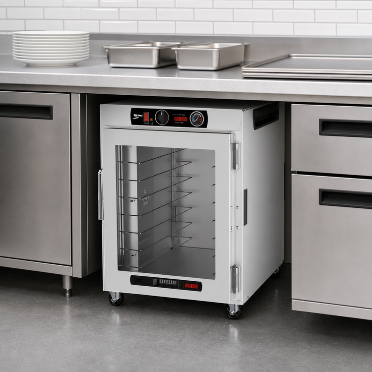 Product image #4 for Metro HotBlox™ Wide 8-Pan Insulated Holding Cabinet, Undercounter, Analog, Clear Door