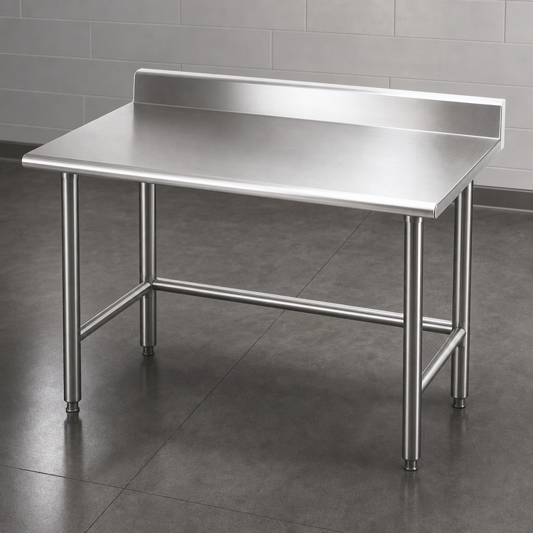 Product image #3 for Advance Tabco 72" x 36" 16-Gauge 304 Stainless Steel Work Table with 5" Backsplash and Open Base