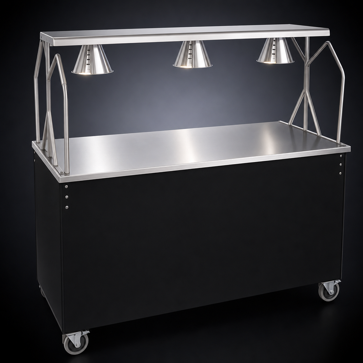 Product image #3 for Vollrath 2-Series Affordable Portable 46-Inch Mobile Utility Station with Buffet Breath Guard and Open Storage Base
