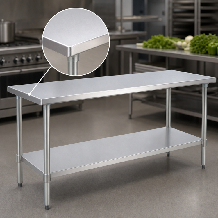 Product image #3 for Eagle Group Budget Series 84 Inch x 30 Inch 430 Stainless Steel Work Table with Undershelf