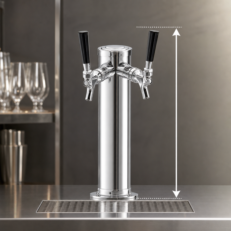 Product image #3 for Perlick 3-Inch O.D. Glycol-Cooled Countertop Beer Draft Arm Tower, 2-Faucet, Extra-Height, Polished Chrome