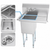 Thumbnail image #3 for KoolMore 33-Inch One-Compartment Stainless Steel Commercial Sink with Right Drainboard and Backsplash