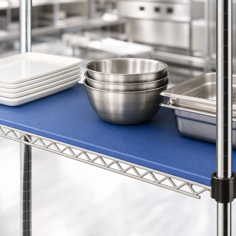 Product image #3 for QuadPlus 54 x 18-Inch Solid Blue Polymer Shelf Mat with Gray Epoxy Wire Frame