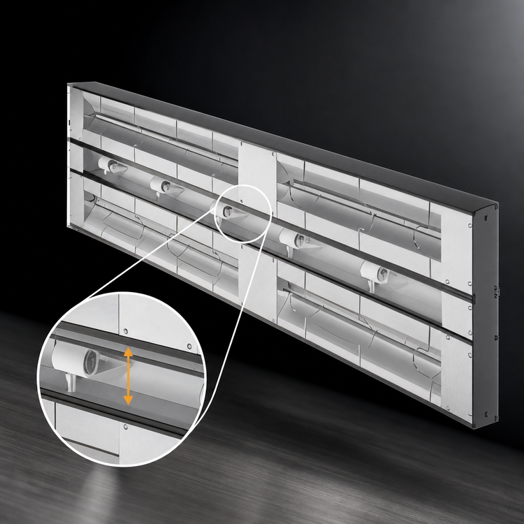 Product image #3 for Hatco Glo-Ray Aluminum Max Watt Dual Lighted Infrared Strip Heater, 72 Inch, 3-Inch Spacer