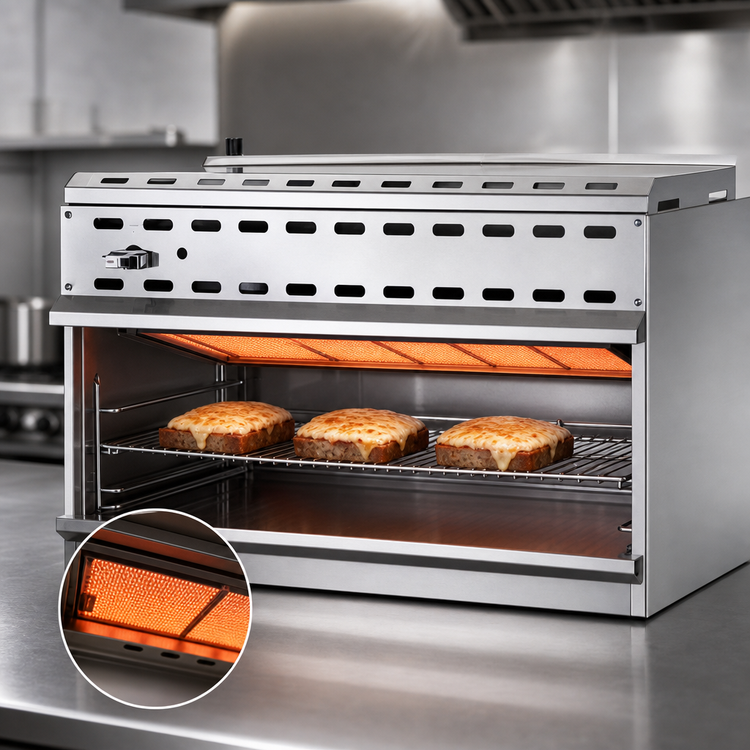 Product image #3 for Omcan 48-Inch Countertop Natural Gas Infrared Cheesemelter with 3 Rack Positions