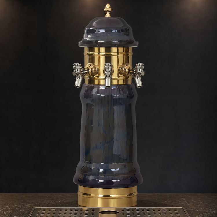 Product image #3 for Glastender Rembrandt 3-Faucet Glycol-Cooled Draft Dispensing Tower with Polished Brass Finish