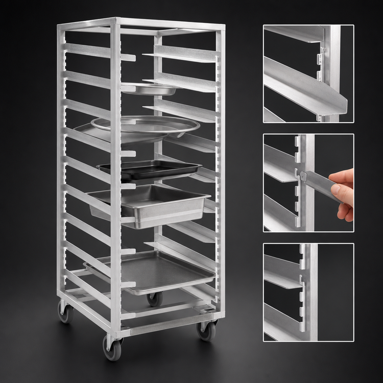 Product image #3 for Channel Adjustable Universal Aluminum Rack with 13-Pan Capacity