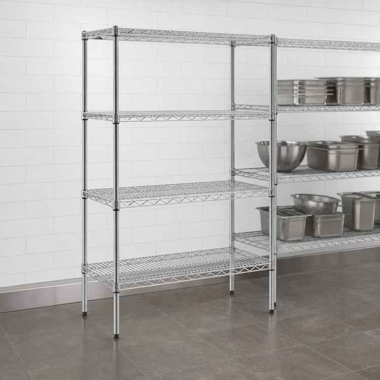 Product image #3 for Metro Super Erecta 30"W x 21"D x 63"H Stationary Starter Wire Shelving Unit, 4 Shelves, Super Erecta Brite Finish
