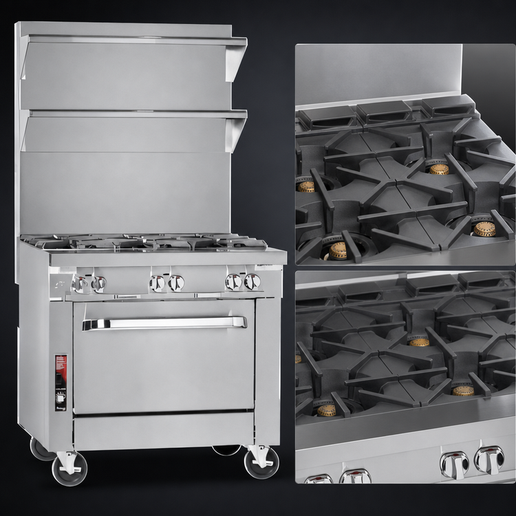 Product image #3 for Southbend Platinum 48-Inch Heavy Duty Gas Sectional Range with 8 Open Burners, Step-Up Rear Burners, Standard Oven and 12-Inch Cabinet