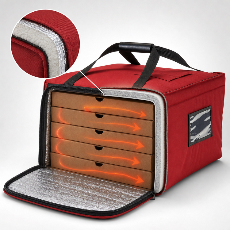 Product image #3 for Cambro GoBag Premium Insulated Pizza Delivery Bag for 5 18-Inch Pizza Boxes, Red