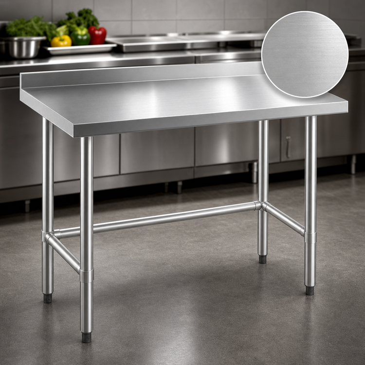 Product image #3 for Steel Works Stainless 48 x 18 x 34 Inch Open Base Stainless Steel Work Table with 2 Inch Backsplash