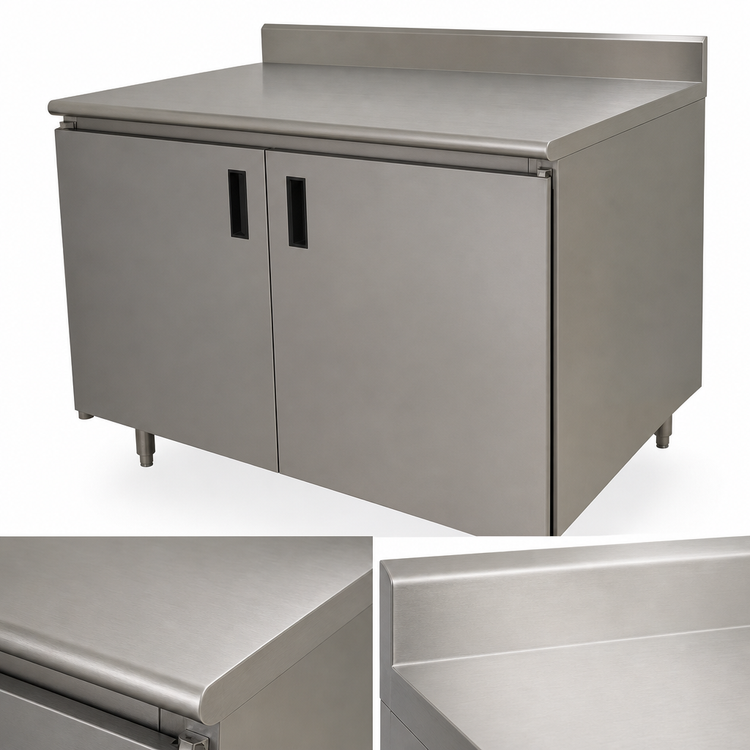 Product image #3 for Advance Tabco Special Value Enclosed Work Table with Cabinet Base, 48 x 30-Inch 304 Stainless Steel Top and 5-Inch Backsplash