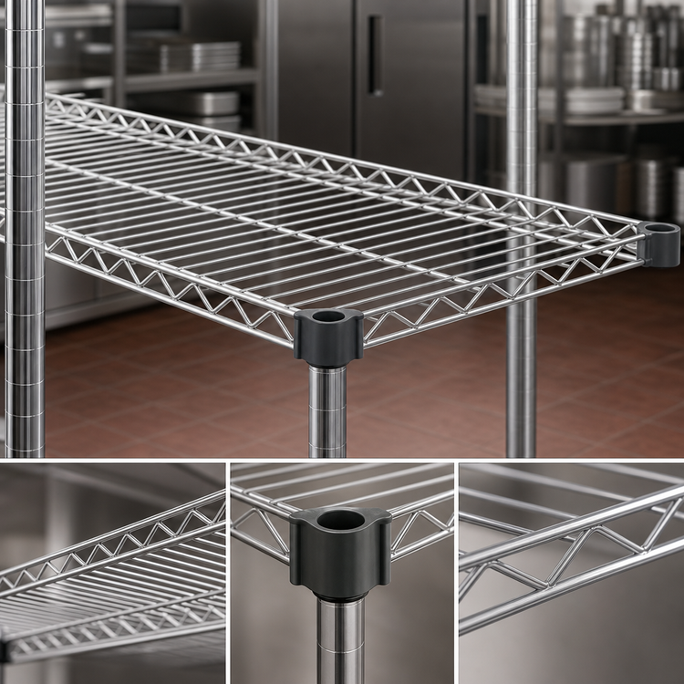 Product image #3 for Eagle Group QA2460S Quad-Adjust QuadTruss 60 in. x 24 in. Stainless Steel Wire Shelf