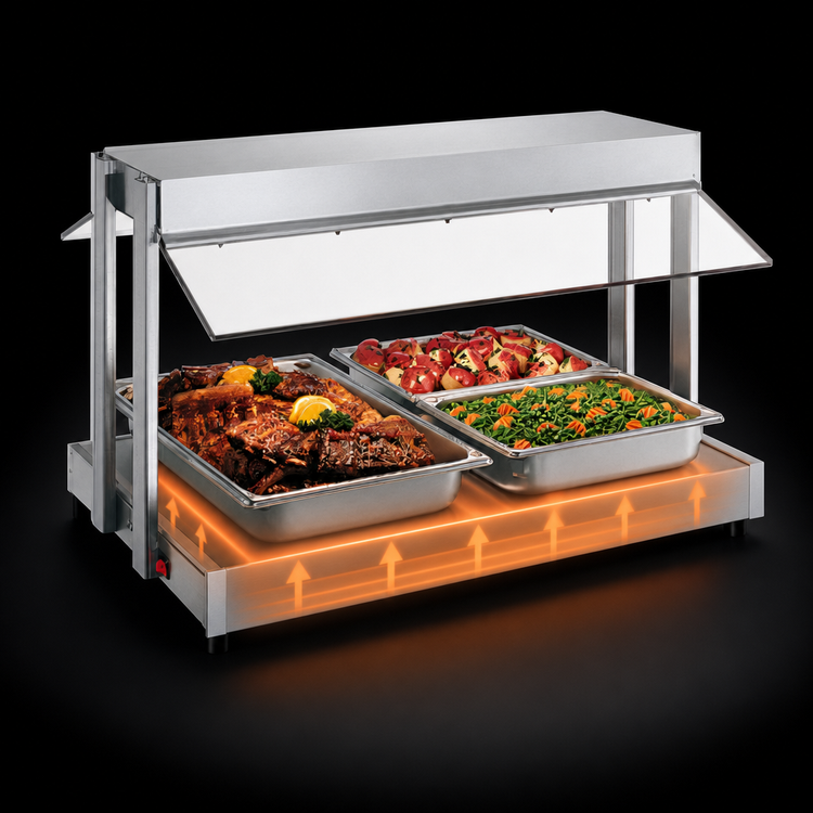 Product image #3 for Hatco Glo-Ray 36-Inch Countertop Buffet Warmer with Heated Base and Sneeze Guards