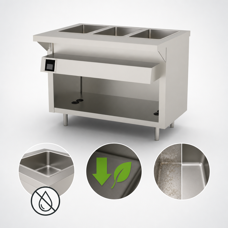 Product image #3 for Thurmaduke EW-3-DLSS Deluxe 3-Pan Electric Waterless Hot Food Well Unit